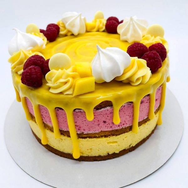 Tropical mangó & kókusz torta málnával